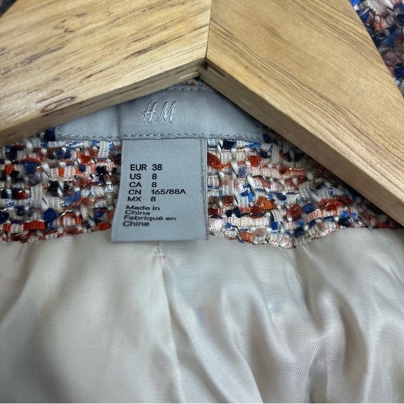 H&M Multi-Coloured Textured Blazer Jacket Women's 8 - Picture 6 of 12